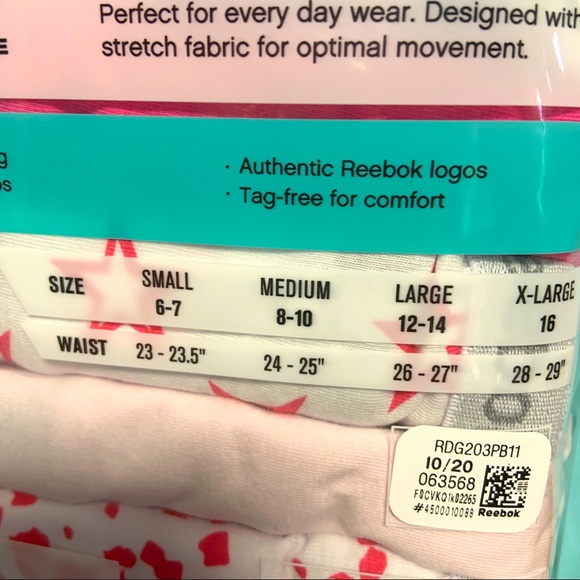 Reebok Girls Underwear Stretch Hipster Panties - Picture 4 of 6